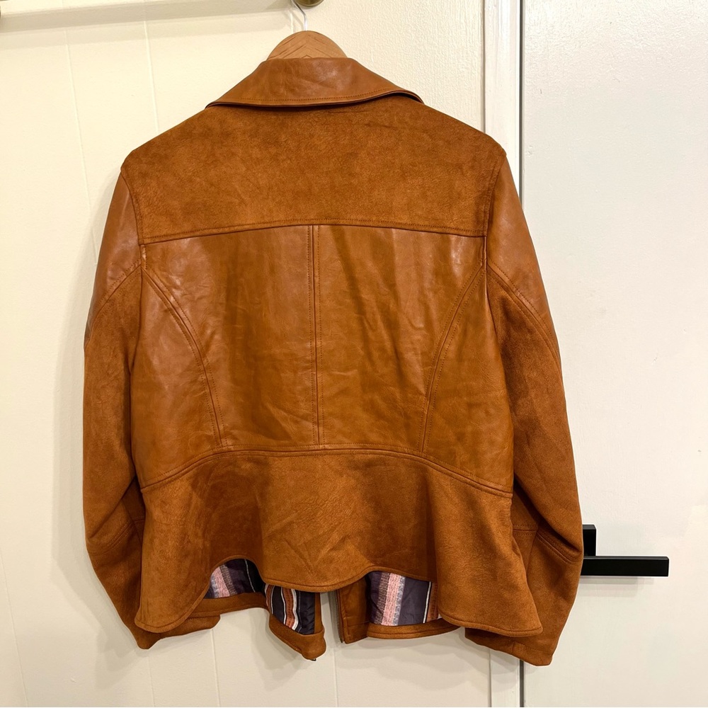 Anthropologie Cognac Tan Leather Suede Jacket - Picture 9 of 11